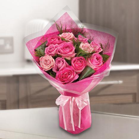 Dozen Pink Roses - Romantic Bouquet for Special Moments