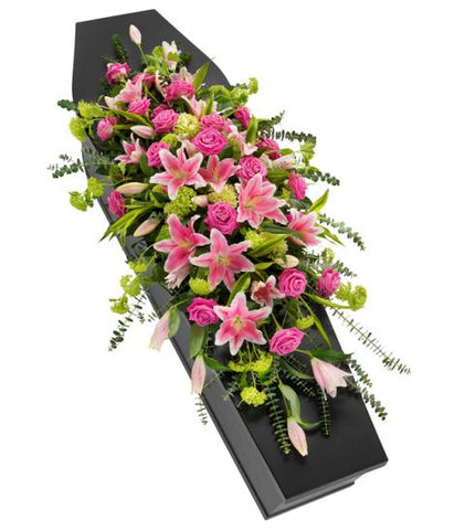 Pink Rose and Lily Full Casket Spray
