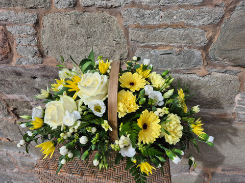 Yellow and White Basket