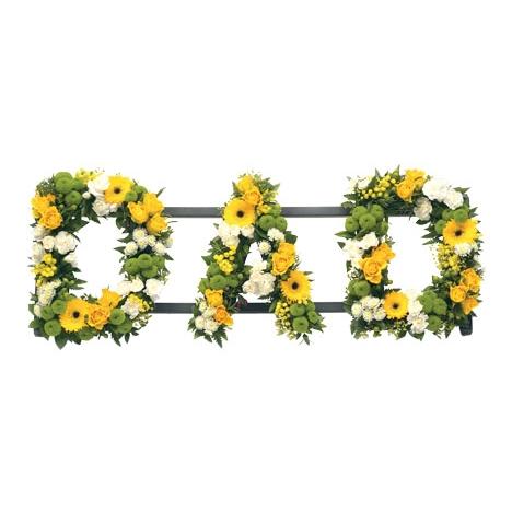 Memorable "DAD" Funeral Tribute: Yellow & White Blooms